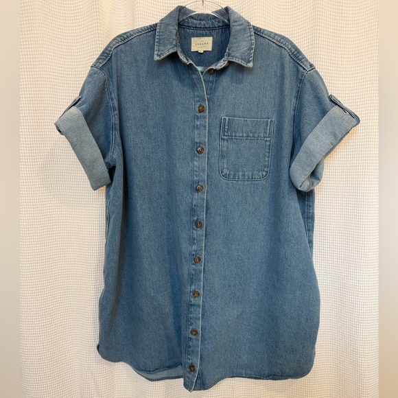 Sezane Ana Denim Dress Size L - Picture 11 of 12